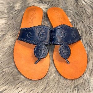 EUC Jack Rogers Jacks Flats Slide On Sandal Midnight Blue Navy Size 9